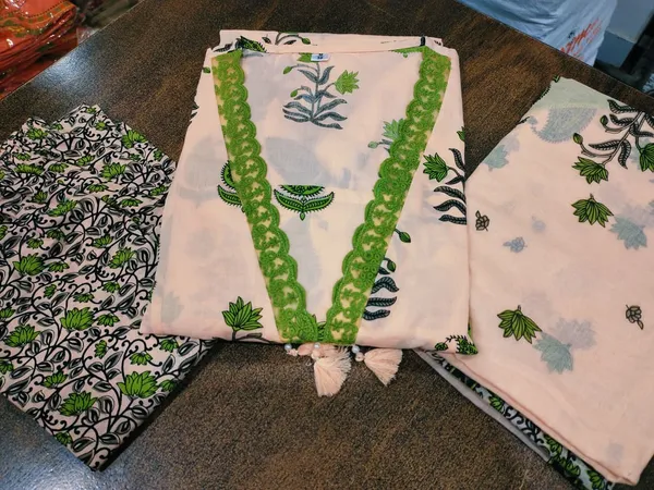 Green_Cotton_Straight_Block_Print_Kurta_Set_For_Women