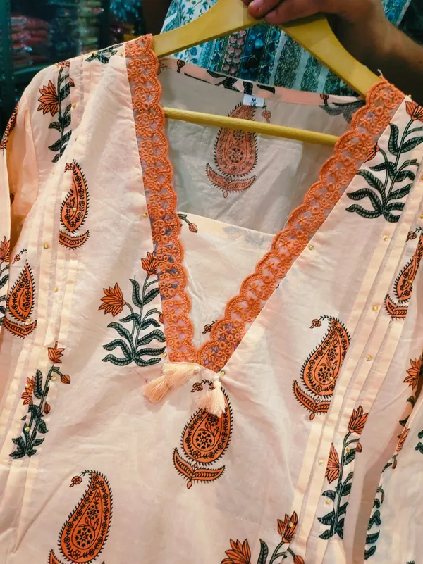 Orange_Cotton_Block_Print_Kurta_Palazzo_Dupatta_Set_For_Women