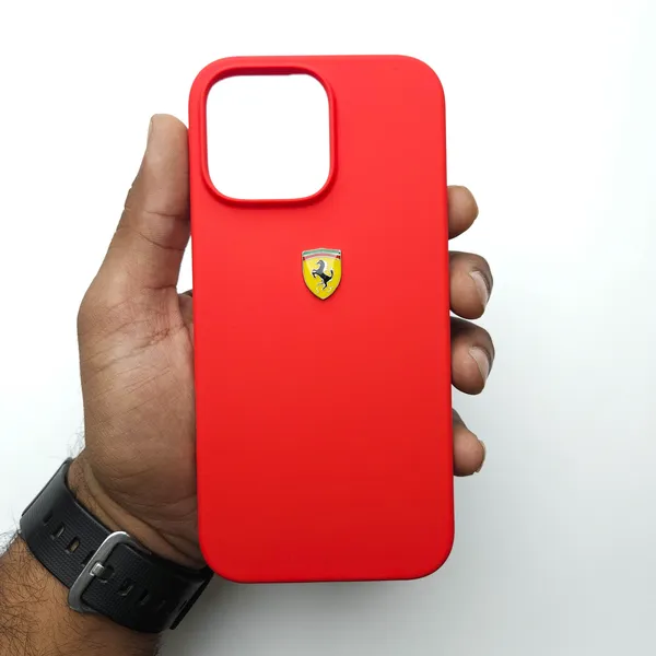 Motorsports_Car_Logo_Liquid_Silicone_Case_Red_Iphone_17_Pro_Max