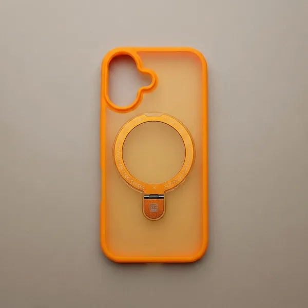 Translucent_Phone_Case_With_Metal_Ring_Stand_Orange_Iphone_16_Plus