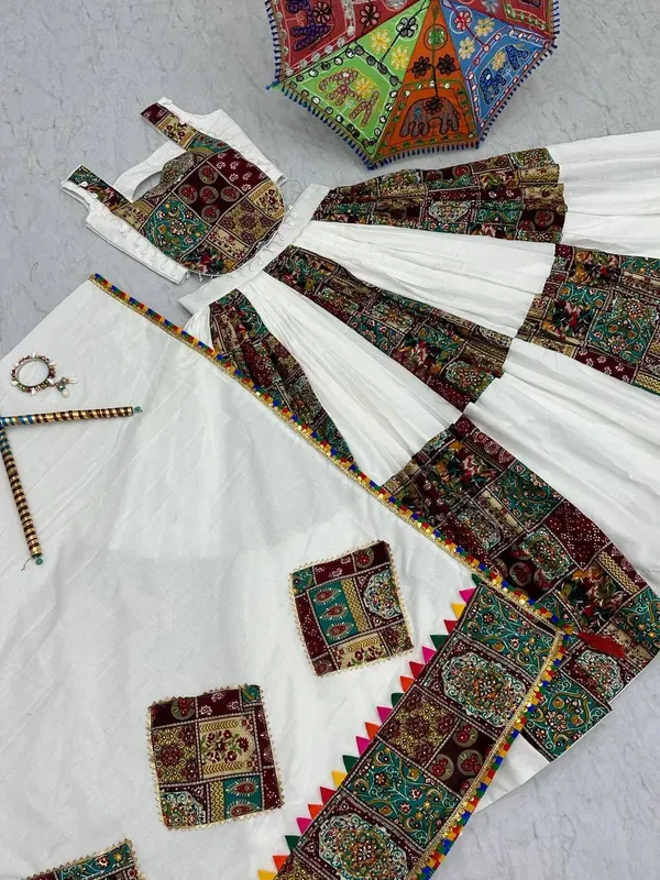 White_Heavy_Lichi_Fabric_And_Jacquard_Silk_Patola_Print_Lehenga_Choli_For_Women