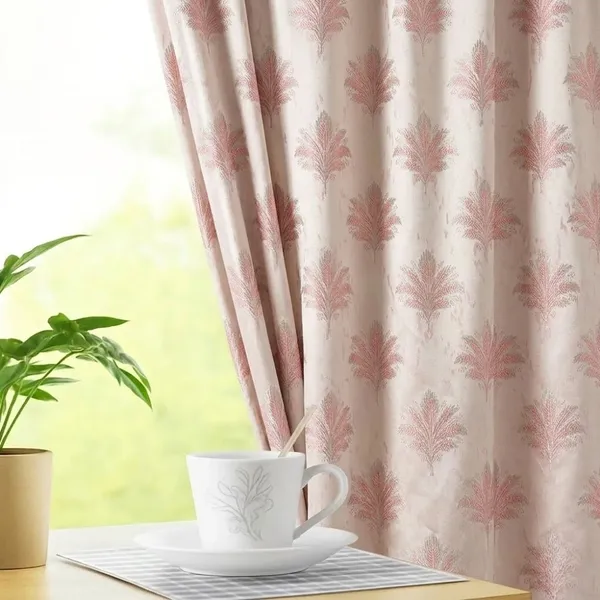 7_Feet_Pink_Leaf_Printed_Door_Curtain_|_Polyester_Door_Curtain_for_Living_Room,_Bedroom_&_Home_Décor_|_Stylish_Long_Door_Curtain