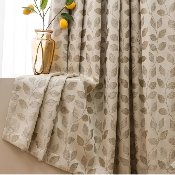 Premium_Beige_Color_Leaf_Jacquard_Door_Curtain_7_Feet_|_Designer_Botanical_Pattern_Eyelet_Curtain_for_Living_Room_&_Bedroom_|_Pack_of_1