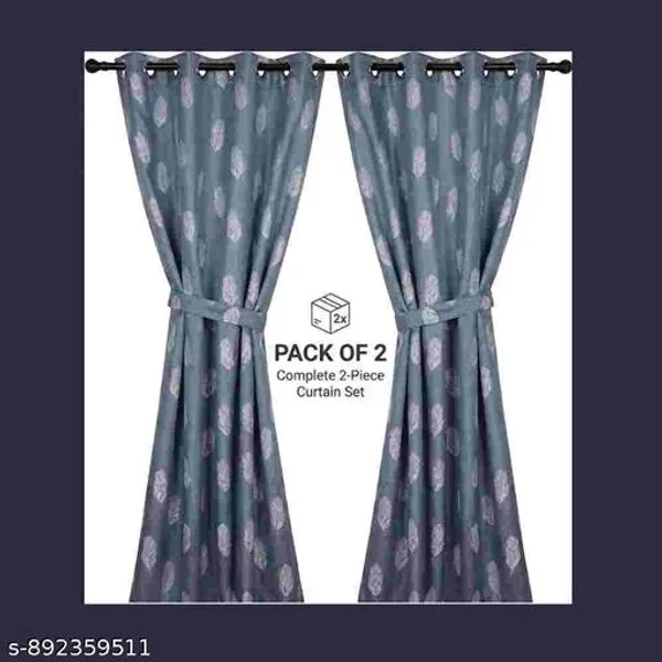 Elegant_Dark_Grey_Leaf_Print_Eyelet_Door_Curtains_Premium_Polyester_Semi_Transparent_7_Feet_pack_of_2