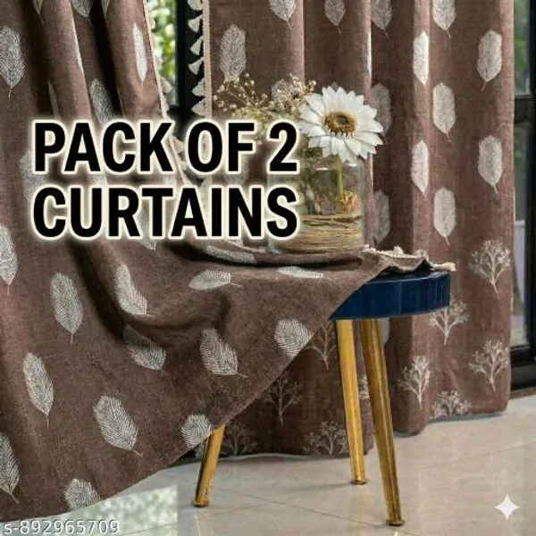 Coffee_Brown_Leaf_Printed_Polyester_Door_Curtains_7_Feet_Pack_Of_2_Eyelet_Room_Darkening