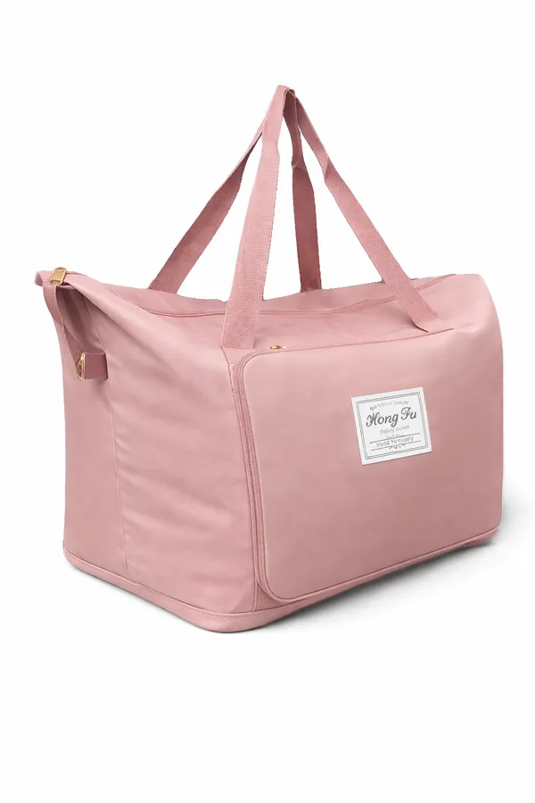 Pink_Polyester_Premium_Travel_Duffle_Bag_For_Women