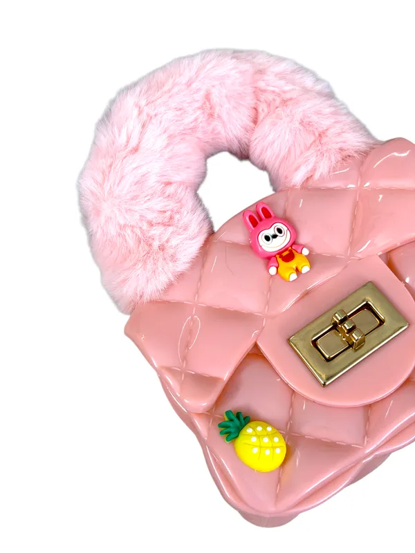 Pink_Pu_Leather_And_Faux_Fur_Premium_Mini_Handbag_For_Kids