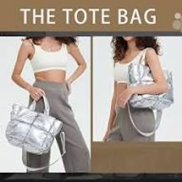Silver_Pu_Leather_Premium_Puffer_Tote_Bag_For_Women