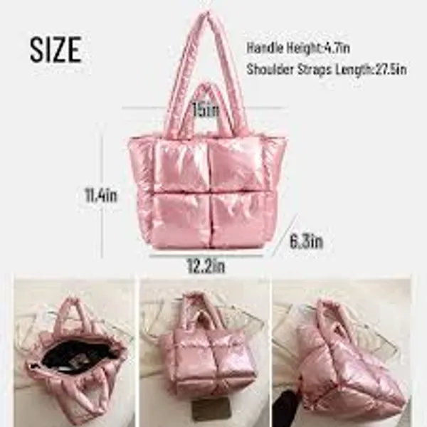 Pink_Pu_Leather_Premium_Quilted_Tote_Bag_For_Women