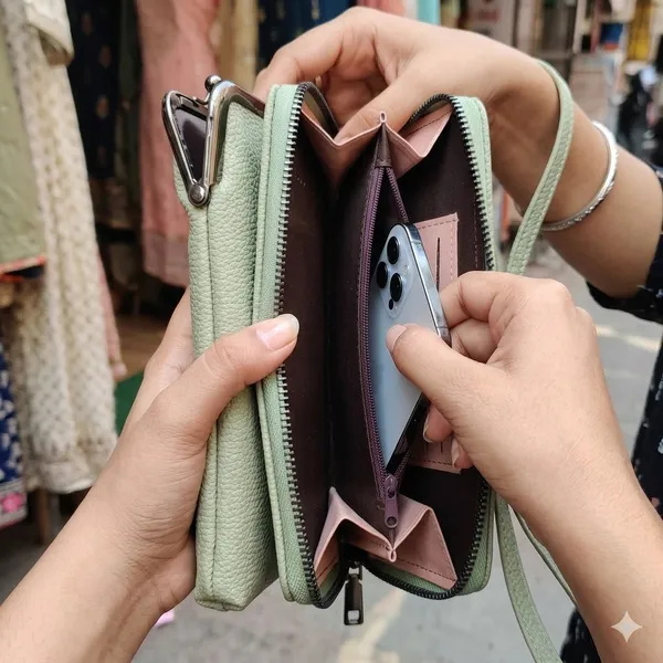 Olive_Green_Leather_Premium_Mobile_Pouch_For_Women