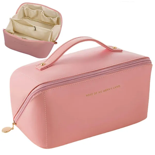 Pink_Pu_Leather_Premium_Cosmetic_Organizer_Pouch_For_Women