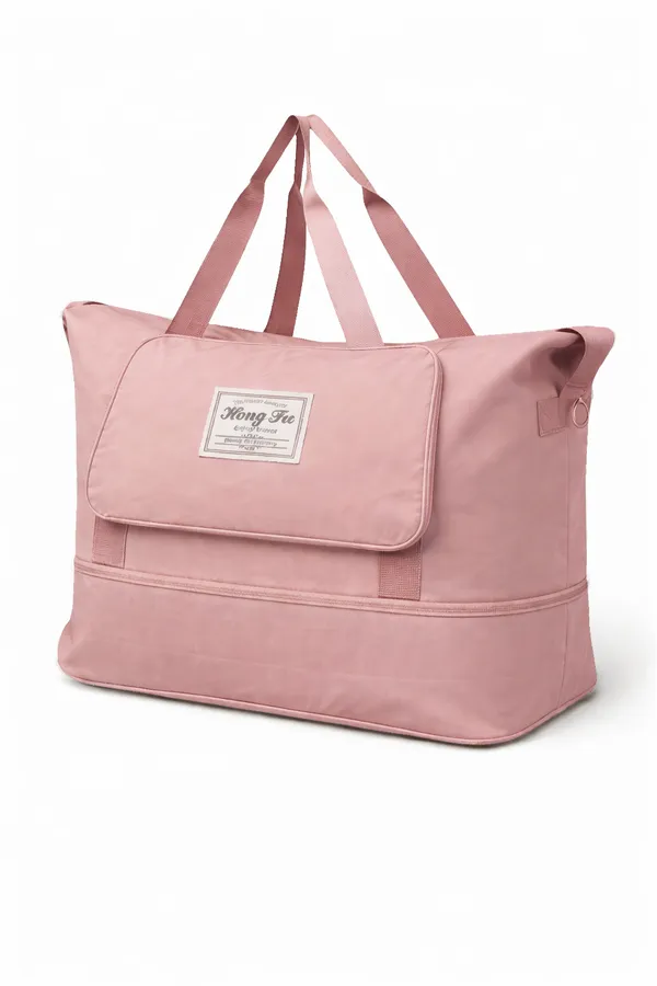 Pink_Polyester_Premium_Travel_Duffle_Bag_For_Women