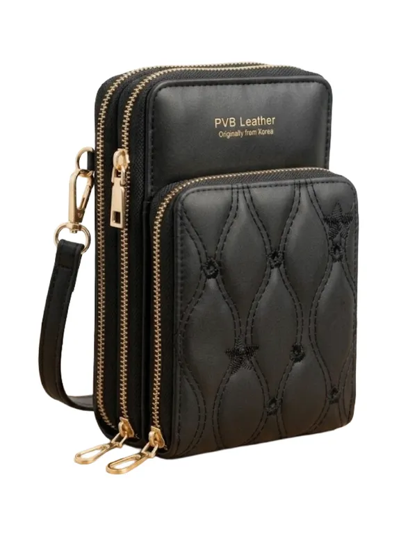 Black_Pu_Leather_Premium_Crossbody_Phone_Bag_For_Women