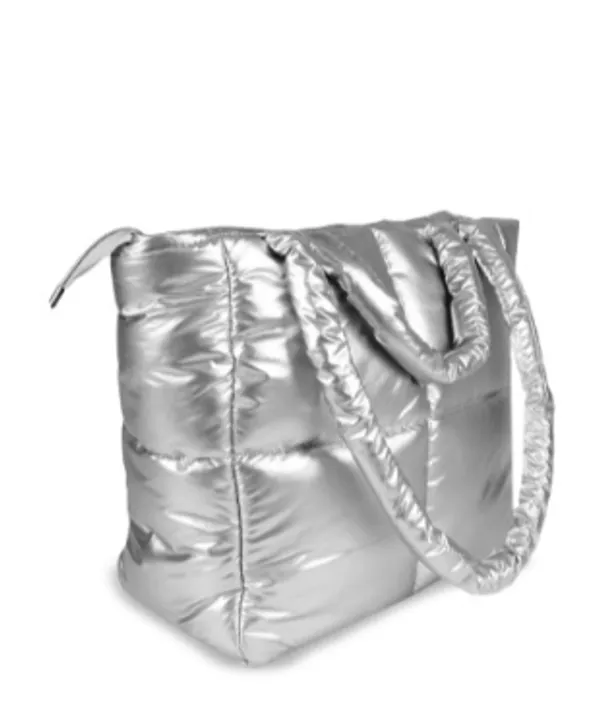 Silver_Pu_Leather_Premium_Puffer_Tote_Bag_For_Women