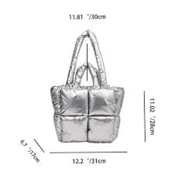 Silver_Pu_Leather_Premium_Puffer_Tote_Bag_For_Women