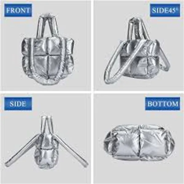 Silver_Pu_Leather_Premium_Puffer_Tote_Bag_For_Women