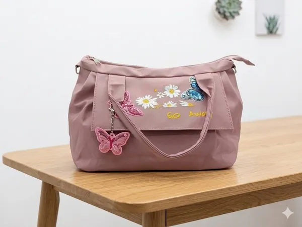 Pink_Polyester_Premium_Travel_Duffle_Bag_For_Women