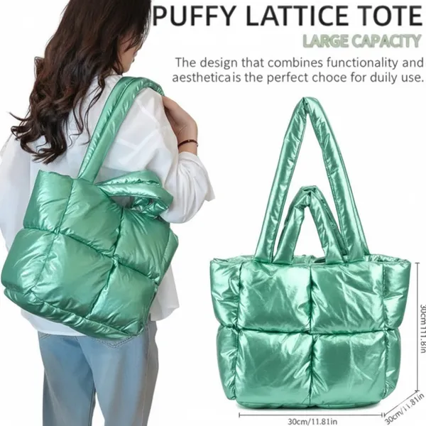 Mint_Green_Pu_Leather_Premium_Puffer_Tote_Bag_For_Women
