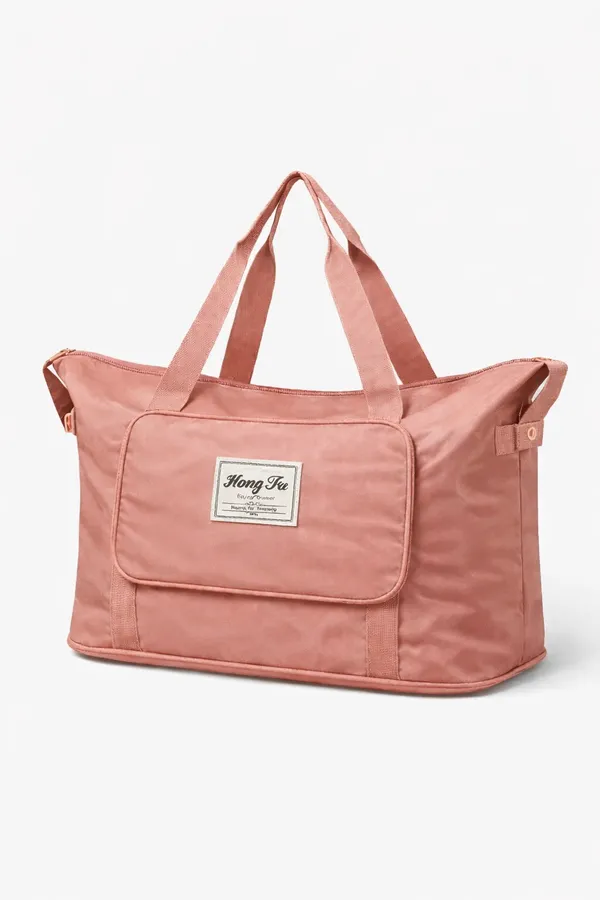 Pink_Pu_Leather_Premium_Travel_Duffel_Bag_For_Women