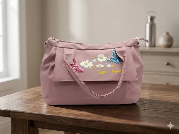 Pink_Polyester_Premium_Travel_Duffle_Bag_For_Women