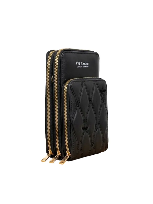 Black_Pu_Leather_Premium_Crossbody_Phone_Bag_For_Women