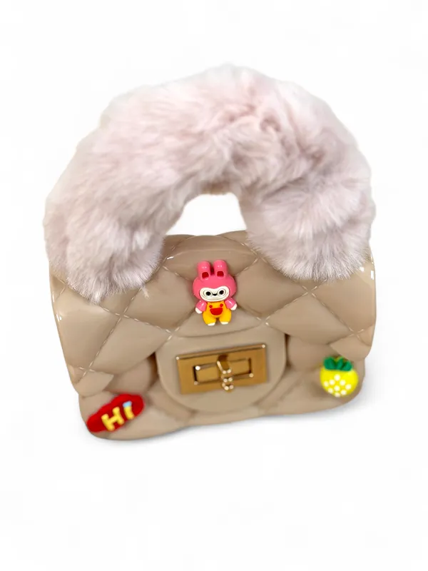 Beige_Pu_Leather_And_Faux_Fur_Premium_Handbag_For_Kids