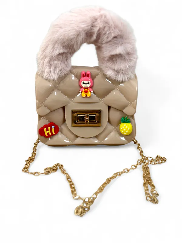 Beige_Pu_Leather_And_Faux_Fur_Premium_Handbag_For_Kids