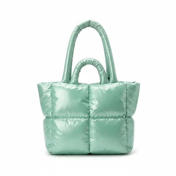 Mint_Green_Pu_Leather_Premium_Puffer_Tote_Bag_For_Women