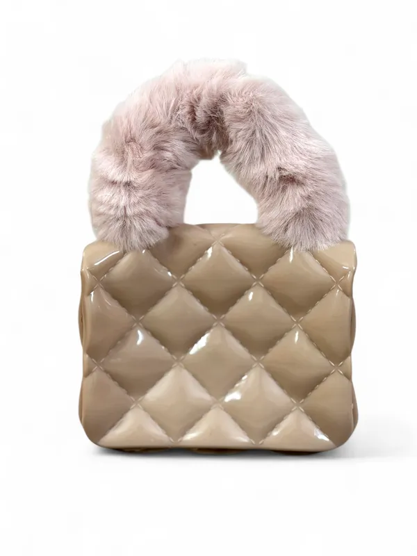 Beige_Pu_Leather_And_Faux_Fur_Premium_Handbag_For_Kids