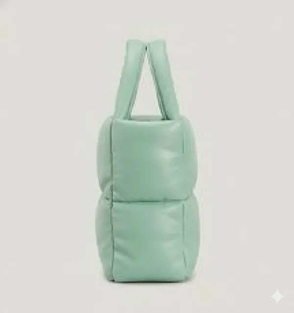 Mint_Green_Pu_Leather_Premium_Puffer_Tote_Bag_For_Women