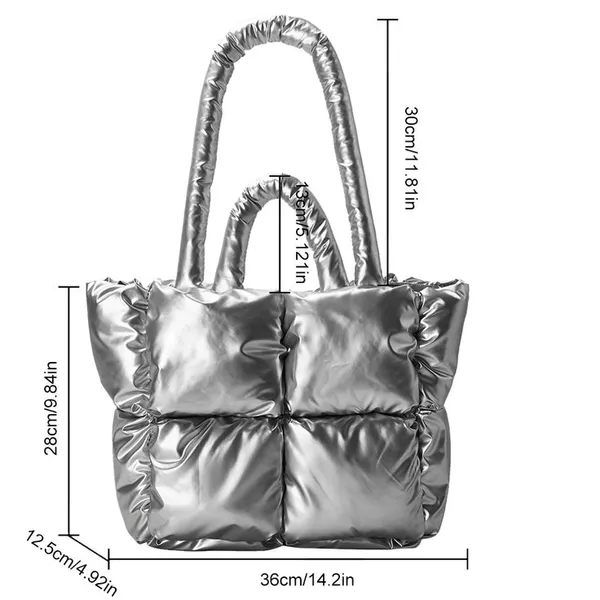 Silver_Pu_Leather_Premium_Puffer_Tote_Bag_For_Women