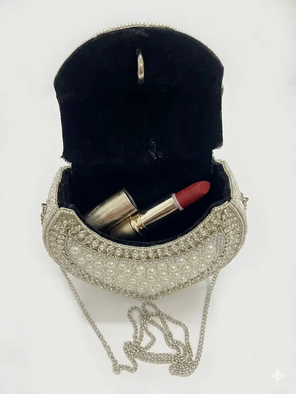 Silver_Metal_And_Pearl_Embellishments_Premium_Cosmetic_Bag_For_Women