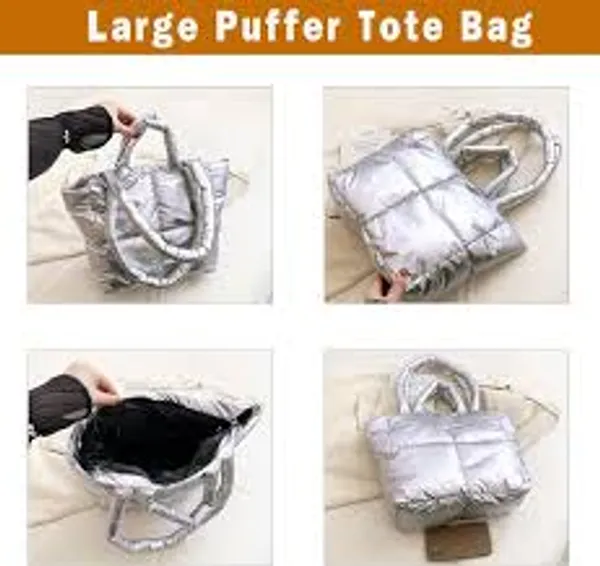 Silver_Pu_Leather_Premium_Puffer_Tote_Bag_For_Women