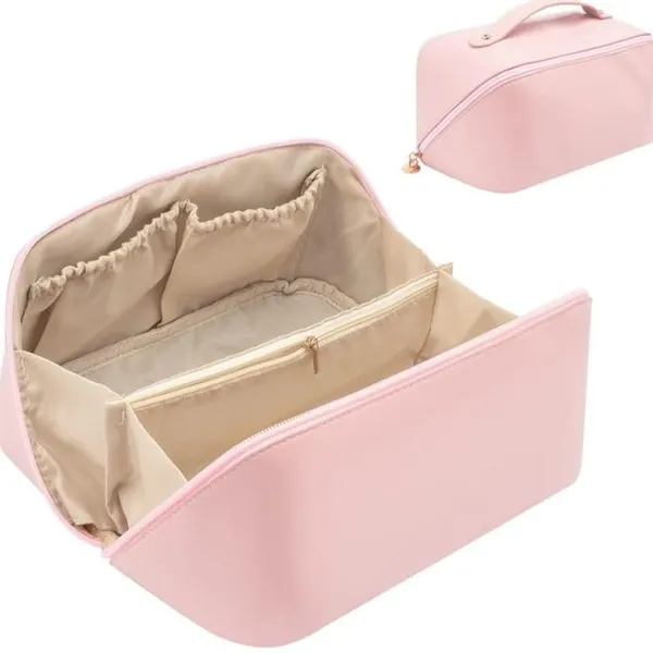 Pink_Pu_Leather_Premium_Cosmetic_Organizer_Pouch_For_Women