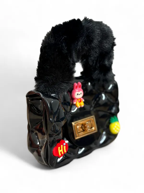 Black_Pu_Leather_And_Faux_Fur_Premium_Handbag_For_Kids