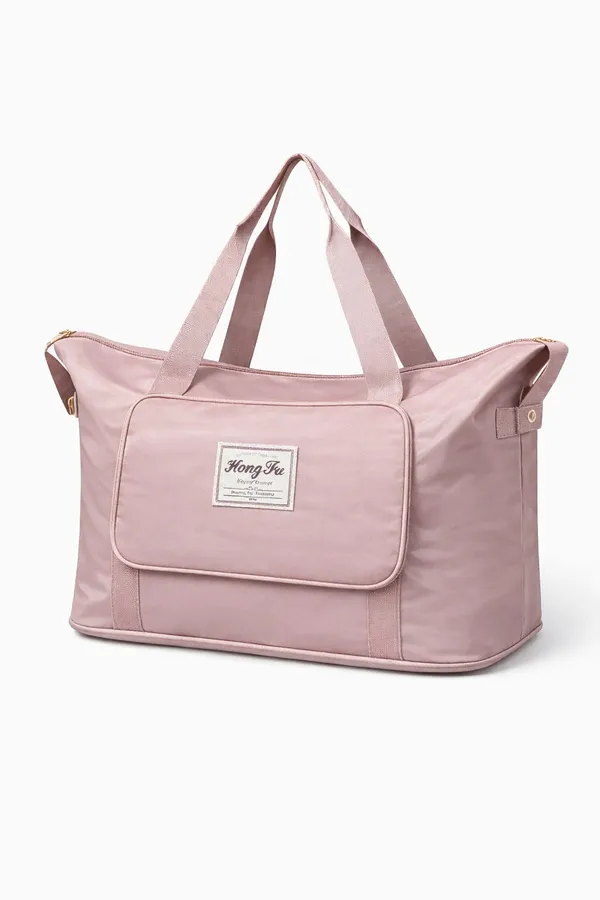 Pink_Polyester_Premium_Travel_Duffle_Bag_For_Women