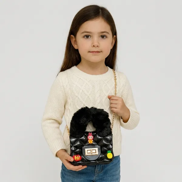 Black_Pu_Leather_And_Faux_Fur_Premium_Handbag_For_Kids