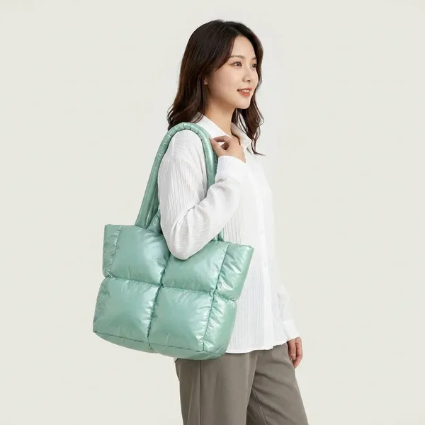 Mint_Green_Pu_Leather_Premium_Puffer_Tote_Bag_For_Women