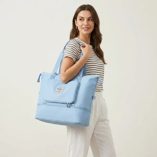Light_Blue_Pu_Leather_Premium_Travel_Duffel_Bag_For_Women