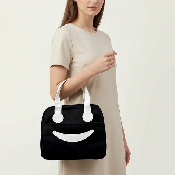 BLACK_Pu_Leather_Premium_Lunch_Bag_For_Women