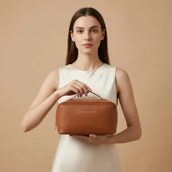 Brown_Pu_Leather_Premium_Cosmetic_Organizer_Bag_For_Women
