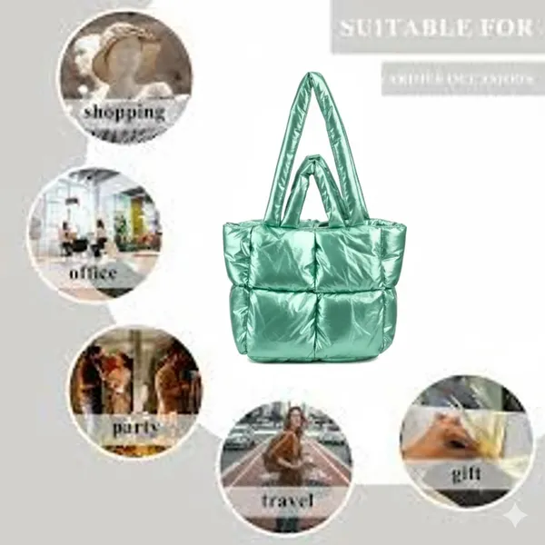 Mint_Green_Pu_Leather_Premium_Puffer_Tote_Bag_For_Women