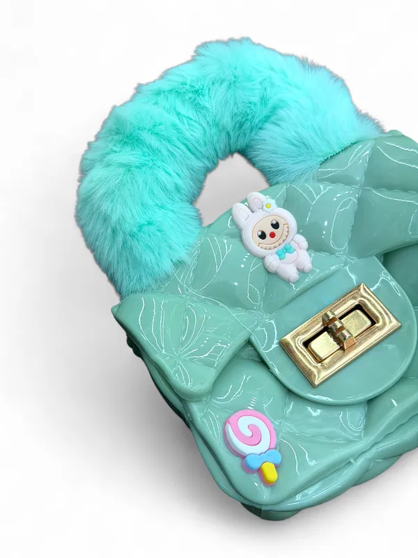 Turquoise_Polyester_And_Aluminum_Foil_Premium_Mini_Handbag_For_Kids