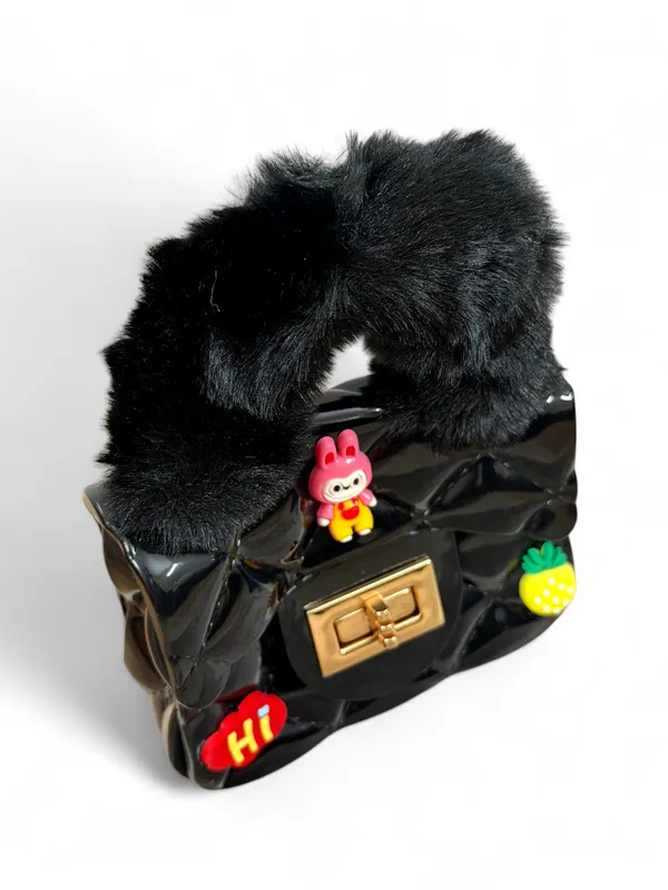 Black_Pu_Leather_And_Faux_Fur_Premium_Handbag_For_Kids