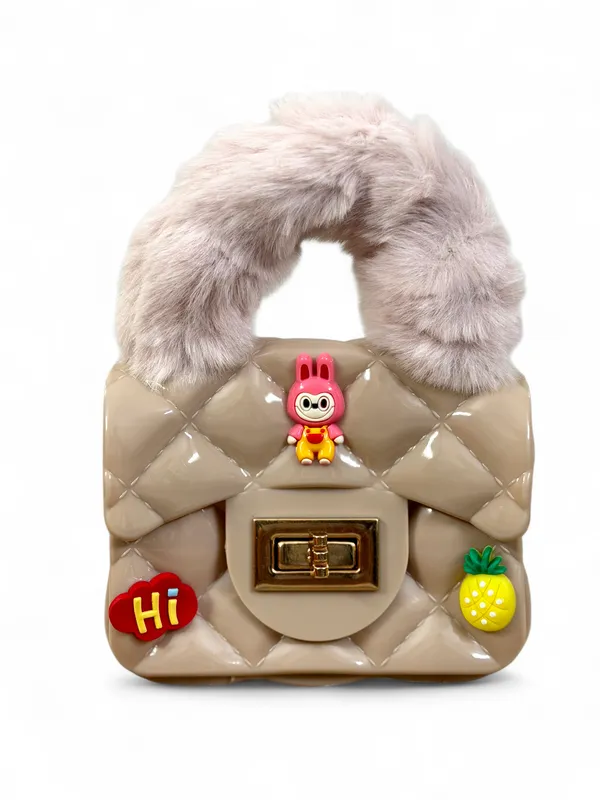 Beige_Pu_Leather_And_Faux_Fur_Premium_Handbag_For_Kids