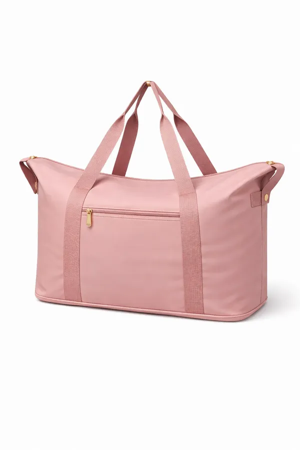 Pink_Pu_Leather_Premium_Travel_Duffel_Bag_For_Women