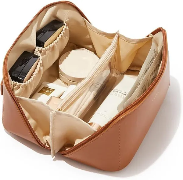 Brown_Pu_Leather_Premium_Cosmetic_Organizer_Bag_For_Women