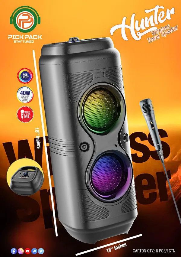 Ppbt-812_Hunter_Speker_40W_With_Wired_Mic