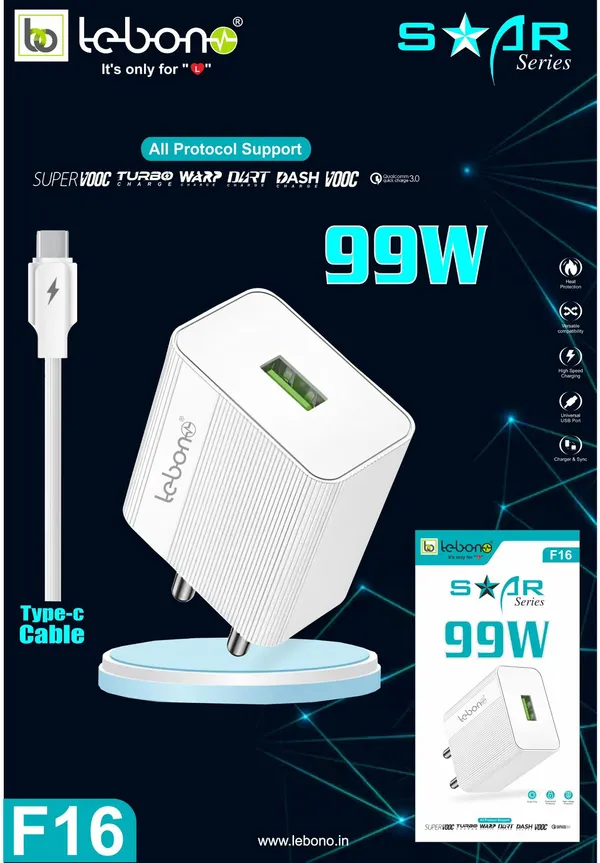 Lebono_Star_Series_F16_99W_Type-C_Fast_Charger_With_Cable