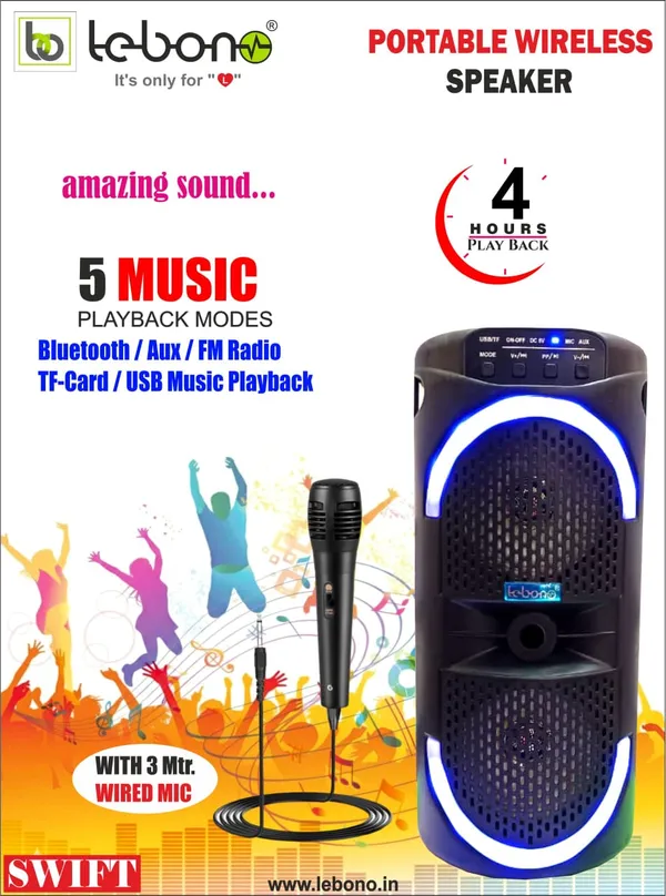 Lebono_Swift_Portable_Wireless_Speaker_With_Wired_Microphone_-_4_Hours_Playback